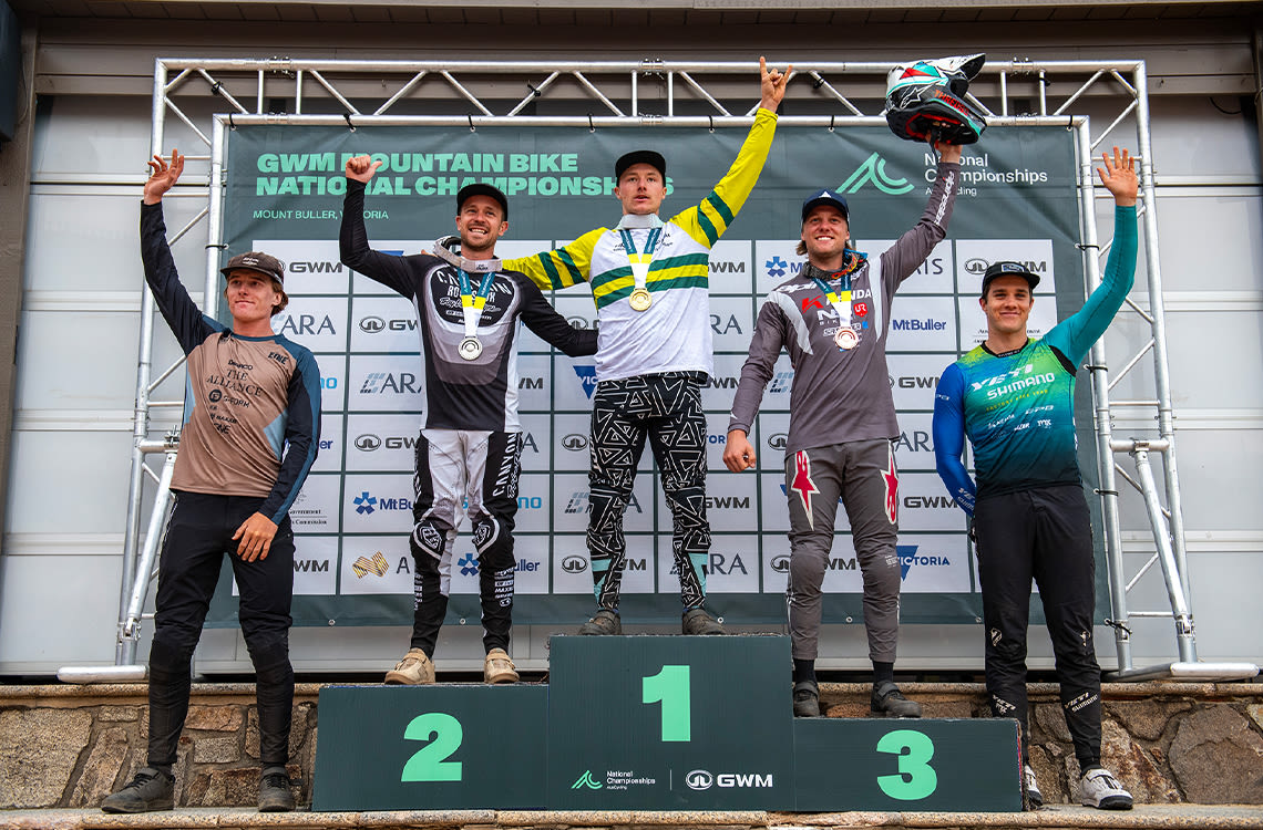 The podium of the Australian DH National Championships.