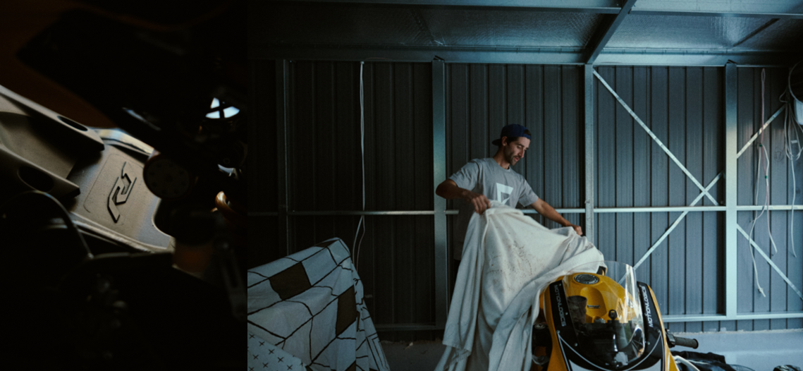 Tommy Chapman riding a motorbike, showcasing his early two-wheel experience