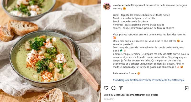Amelie Tauziede Instagram food photos