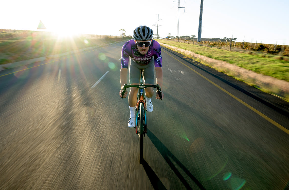 Alan Hatherly trains on his road bike.