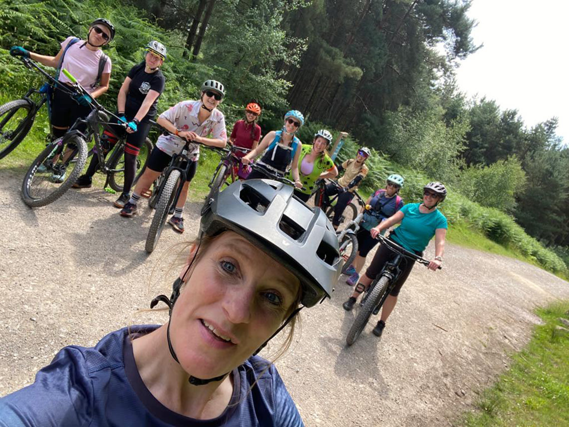 women mountain biking at Cannock Chase forest 