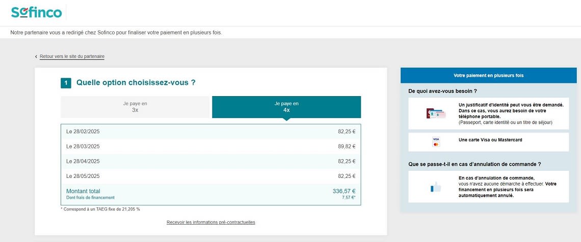 Paiement en 3 ou 4 fois - CADEX