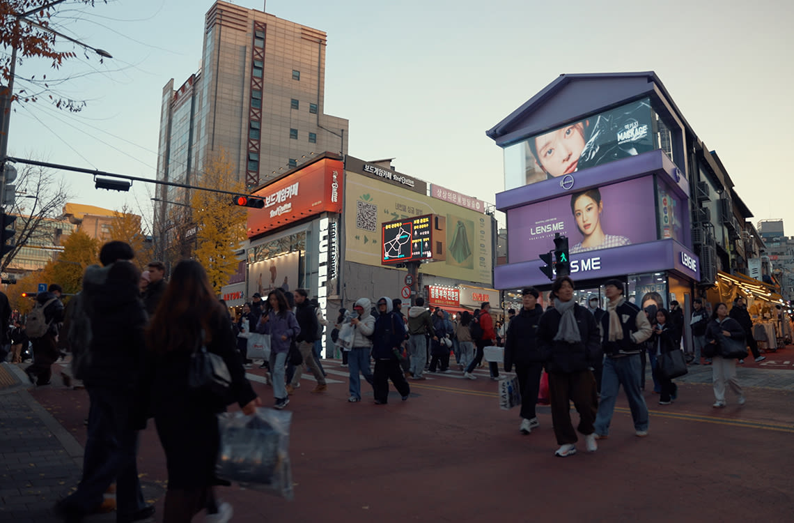 Busy street in Seoul, South Korea.