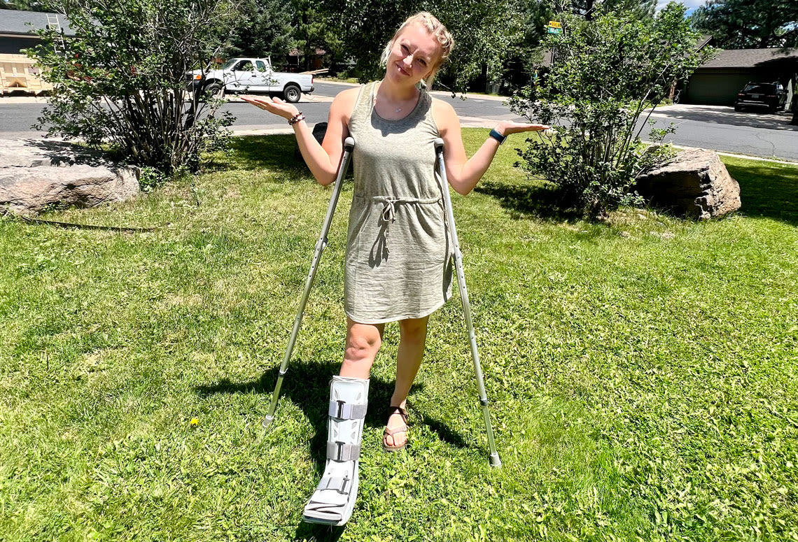 Bella Naughton after breaking her ankle at USA National Championships