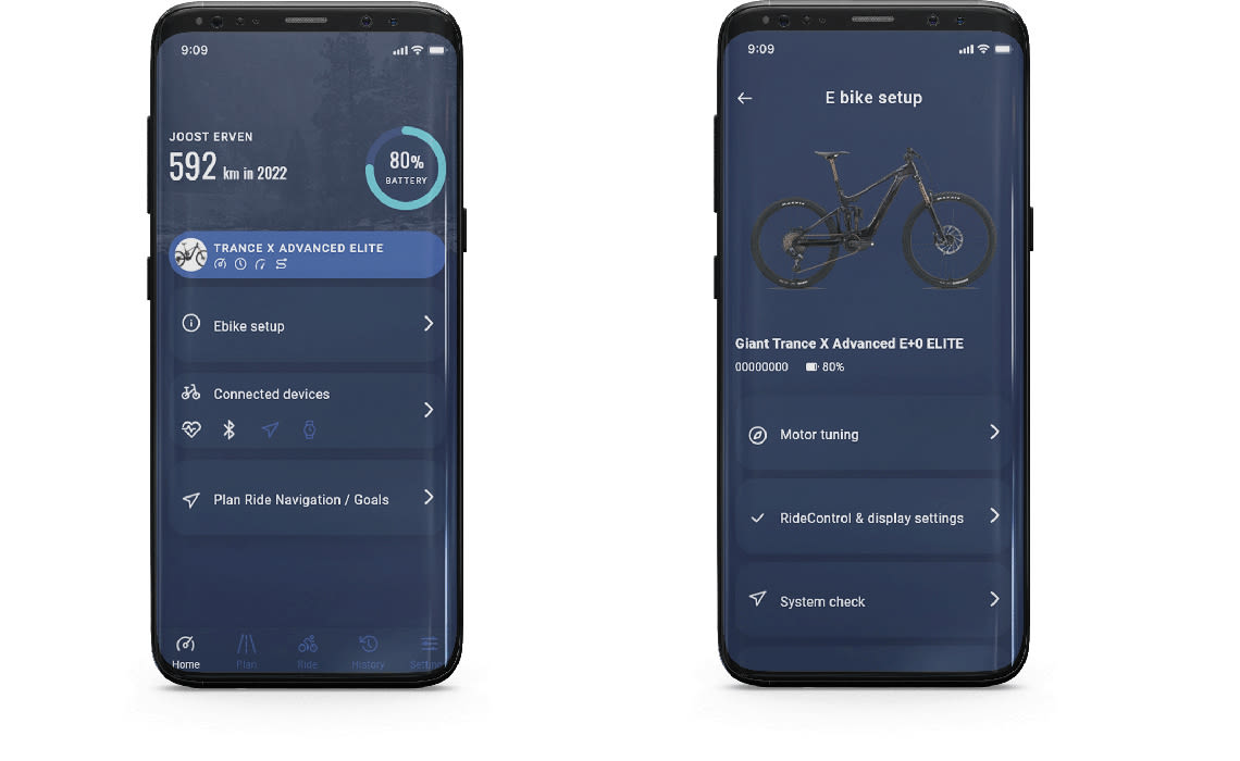 screenshot of ridecontrol app