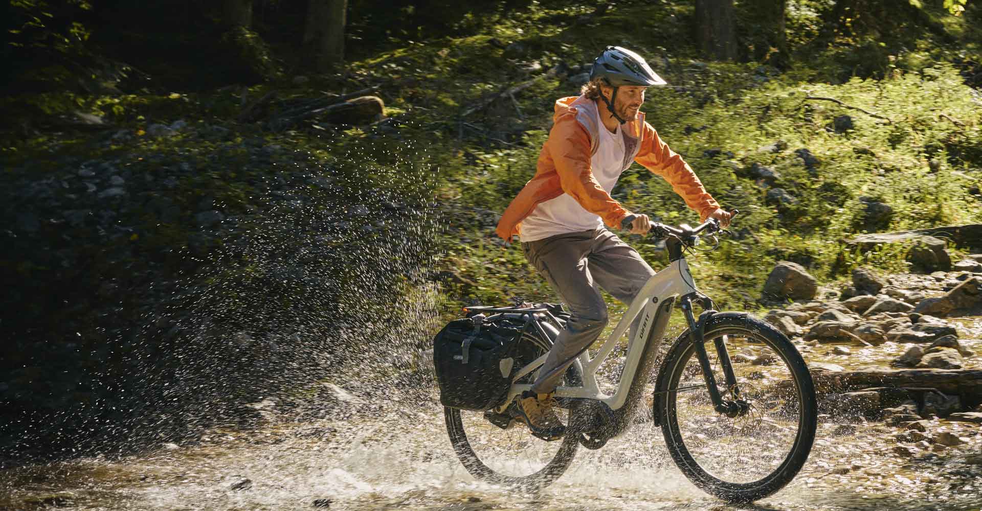 rider on electric adventure bike