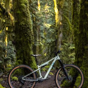 Side view of liv Embolden on a mountain trail.