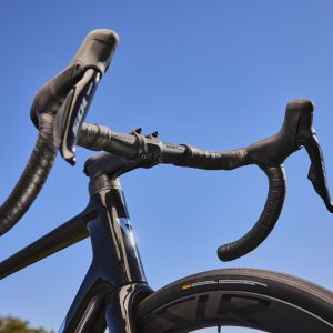 Road bike handlebar closeup