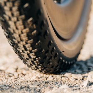 A close up look at the tread pattern on the underside of the CADEX GXR Tire.