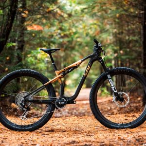 A Liv Pique Advanced SL staged on a dirt forest road.