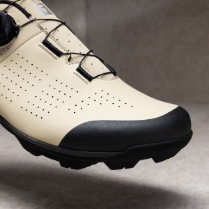 A close up look at the toe box of the Giant Charge 3 gravel shoe.