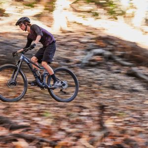 Riding MTB in forest