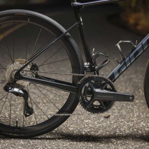 closeup of drivetrain on road bike