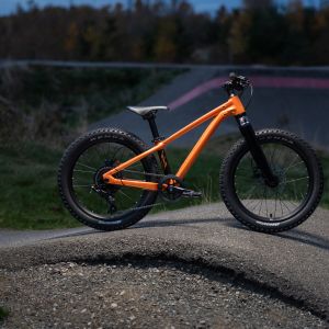 STP 20 kids dirt jumper staged at a dirt park.