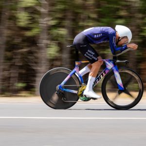Triathlete on a carbon triathlon bike