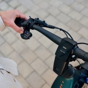 Overhead view of Anytour X E+ integrated bike computer, the RideDash Evo.