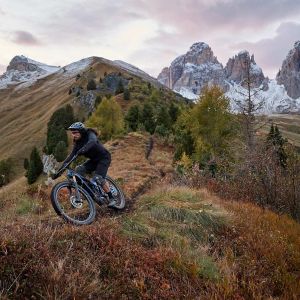 Mountain biker on electric mountain bike