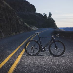 Profile of road bike in beautiful location