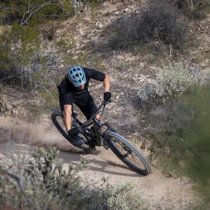 mountain biker cornering
