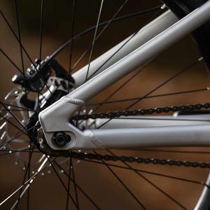 A close look at the rear brake and wheel of a Giant STP 26.