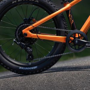 Close up look at the Giant STP 20 kids dirt jumper drivetrain.