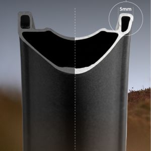 A close up diagram look at the Giant TRA HD MTB wheel shape and profile.