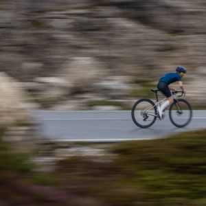 A young road biker descends on Giant SLR 40 1 650b wheels.