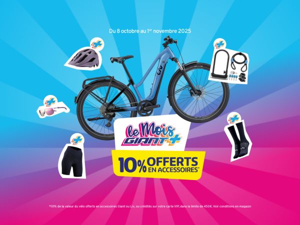 Du 8 octobre au 1er novembre 2025, 10% du prix du vélo Liv acheté offerts en accessoires dans nos Giant Store participants.