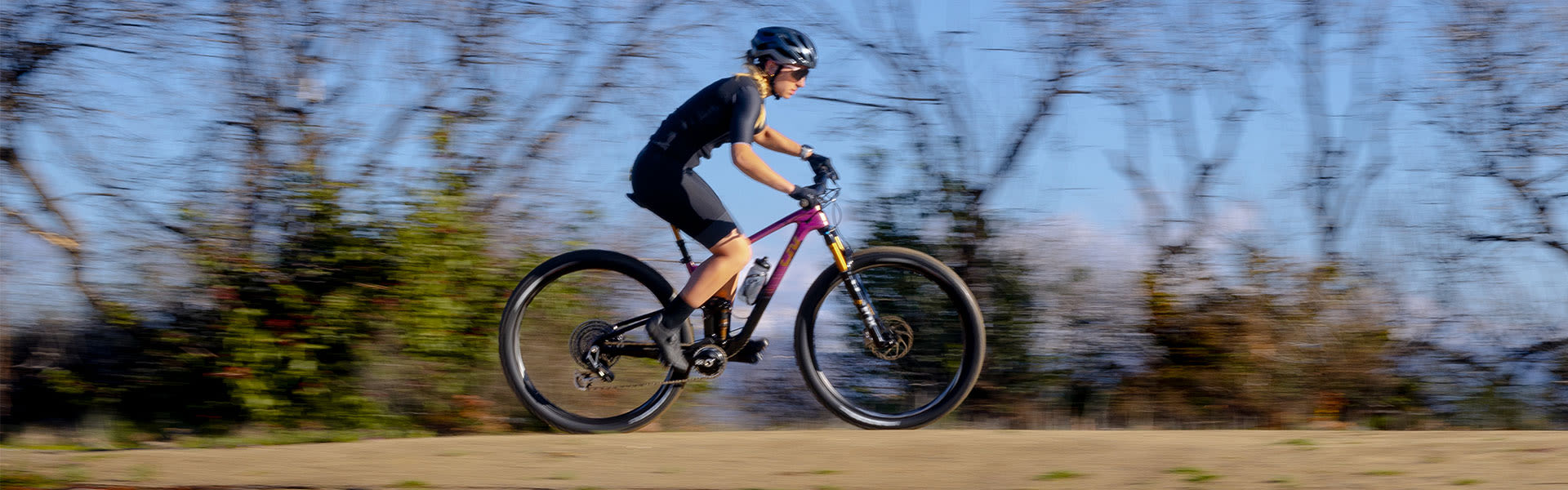 Woman riding a mountain bike