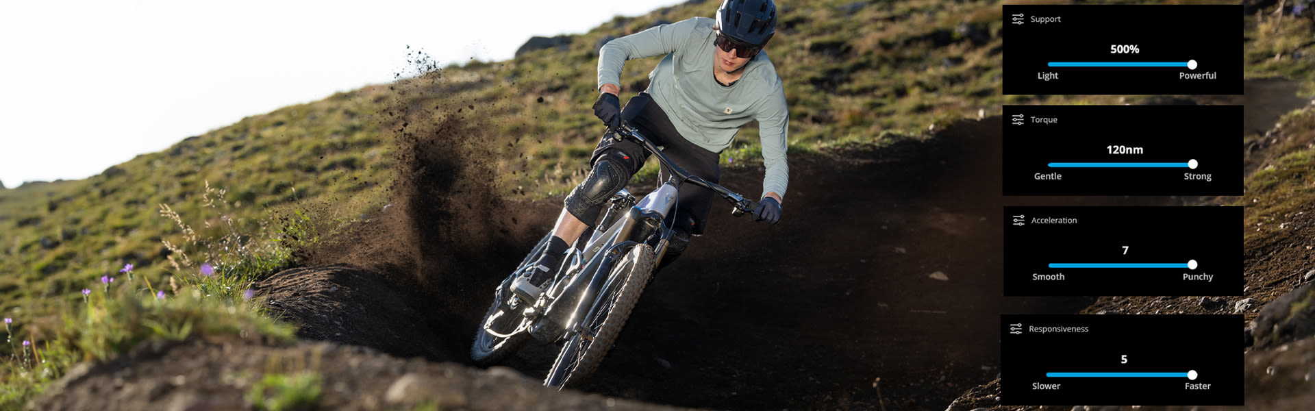 Mountain biker riding downhill turning a corner