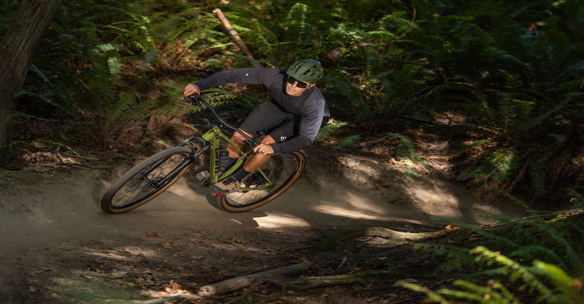 man riding giant mountain bike