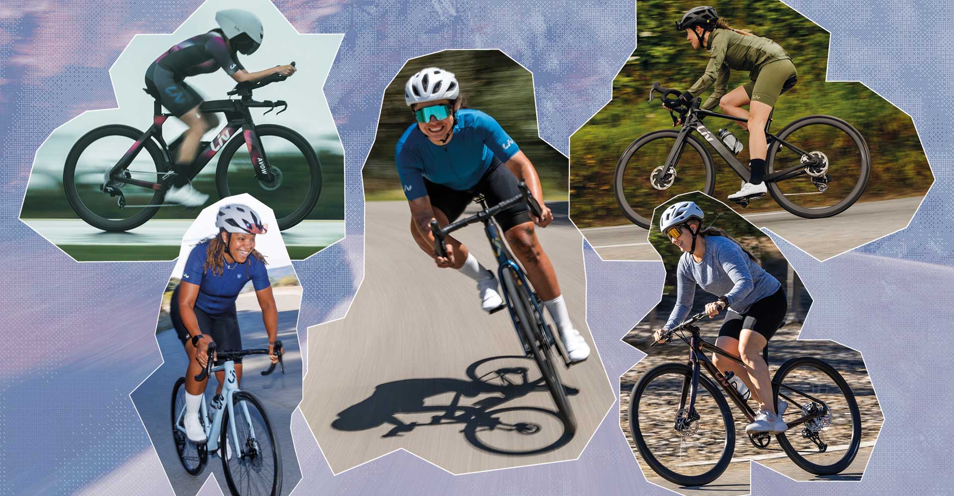 Collage of women riding Liv Bikes