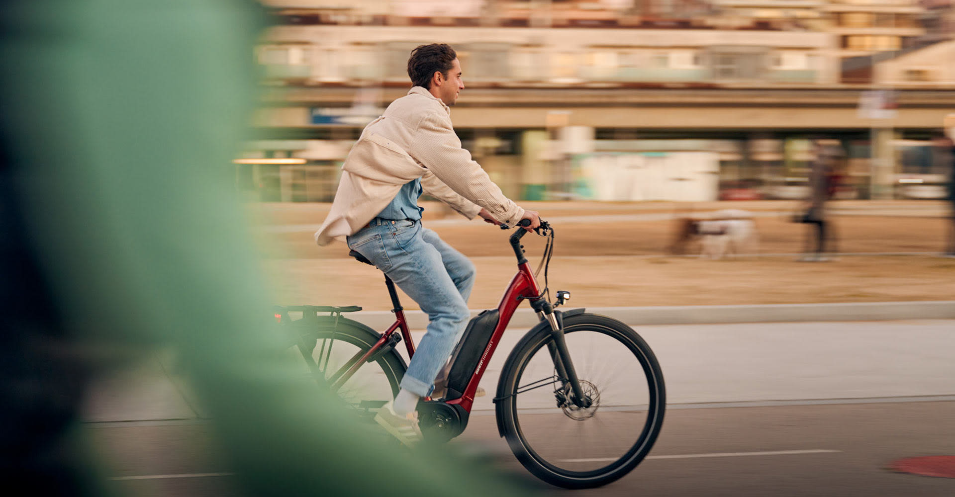 cyclist on electric city bike