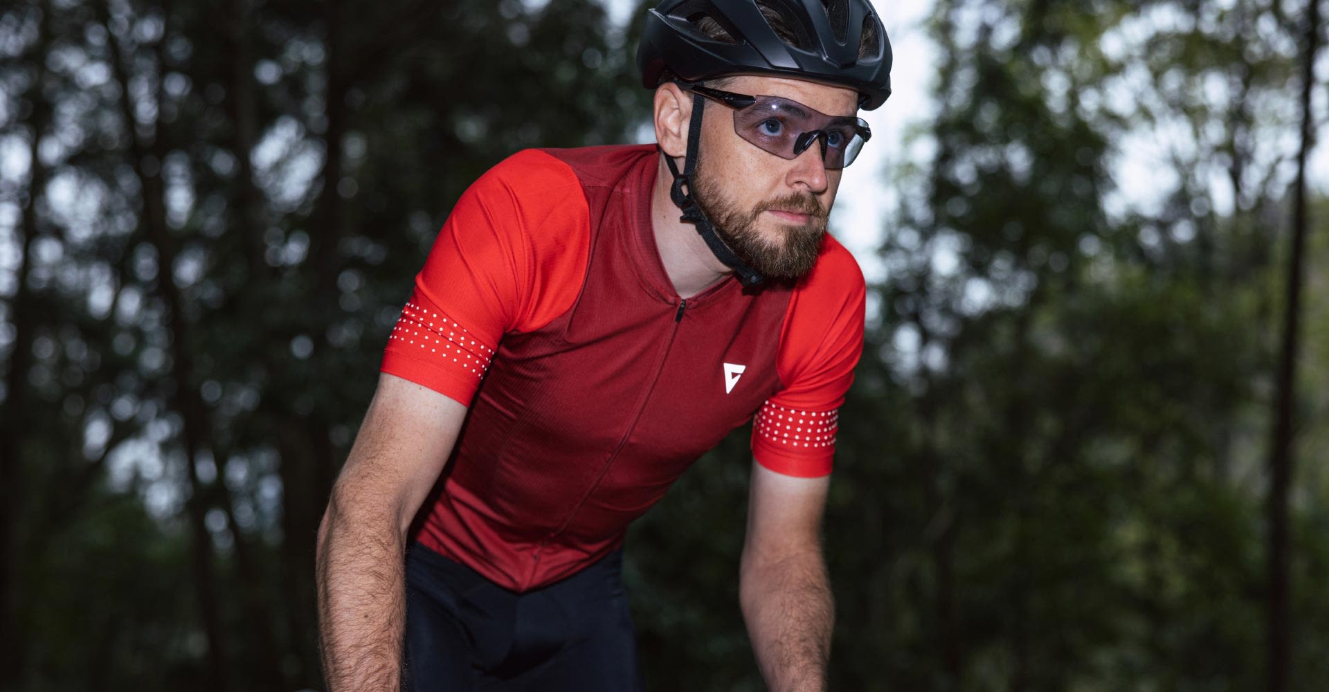 Road cyclist with red jersey