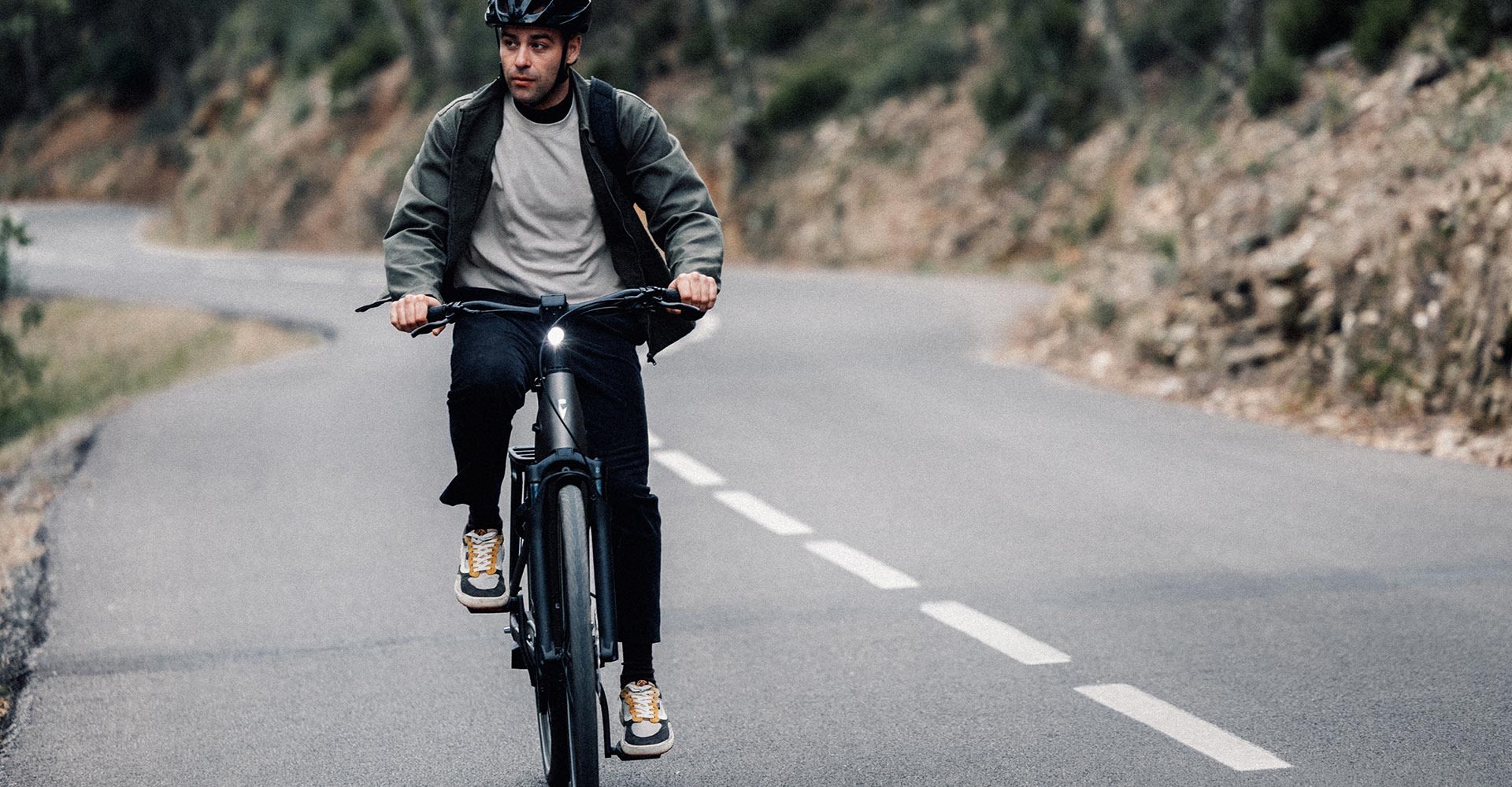 ebiker riding on a road