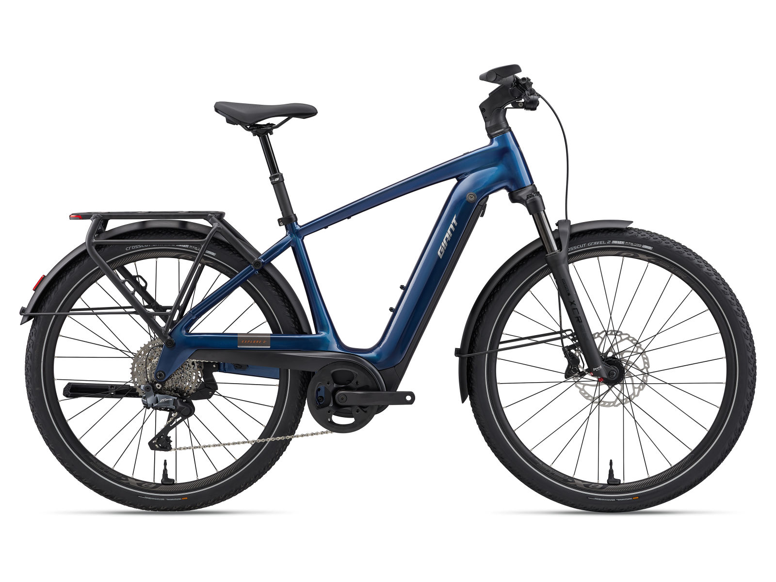Giant Explore E+ 1 e-bike, side profile on white background