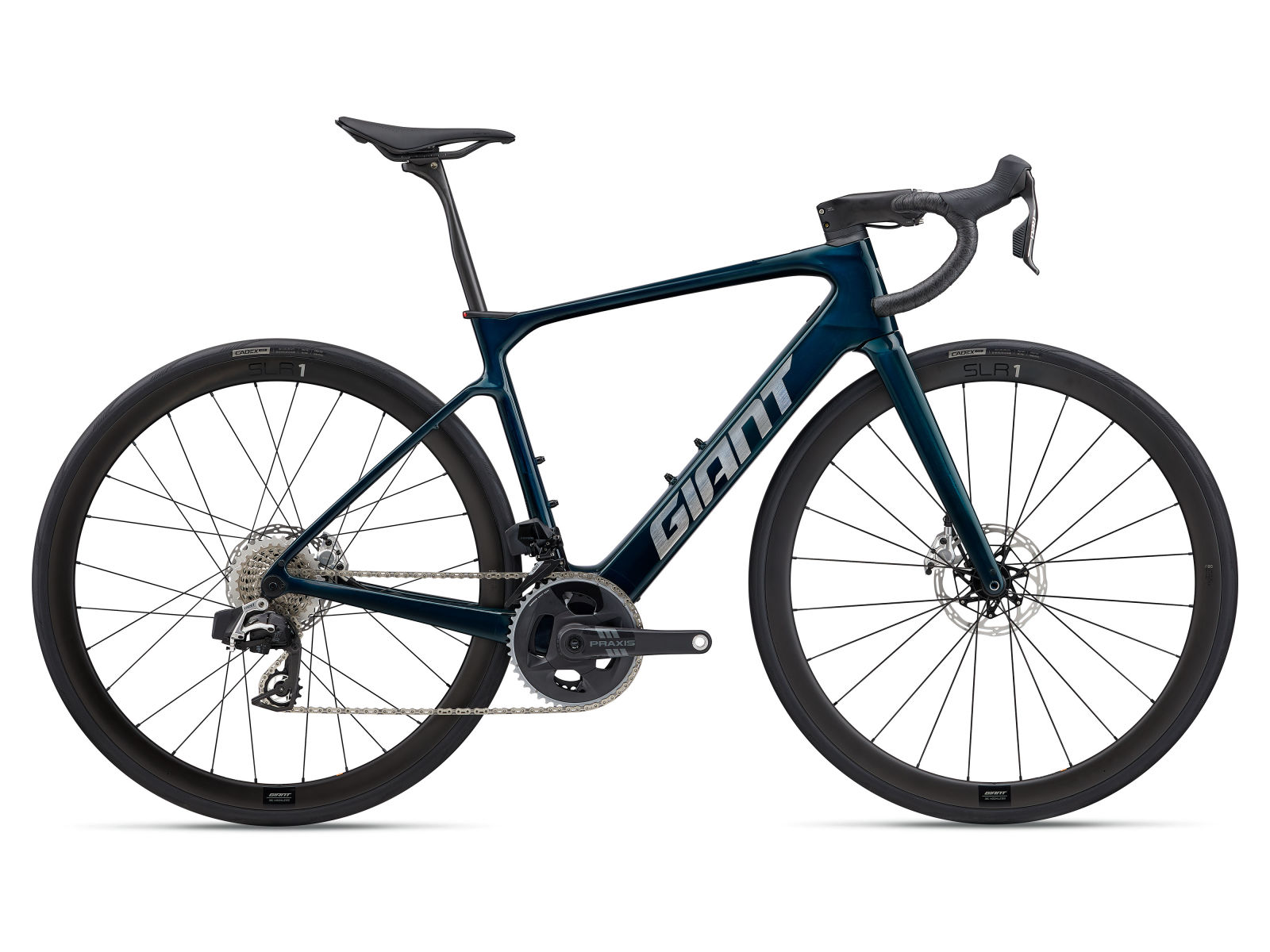 Giant Defy Advanced E+ Elite 0 e-bike, side profile on white background