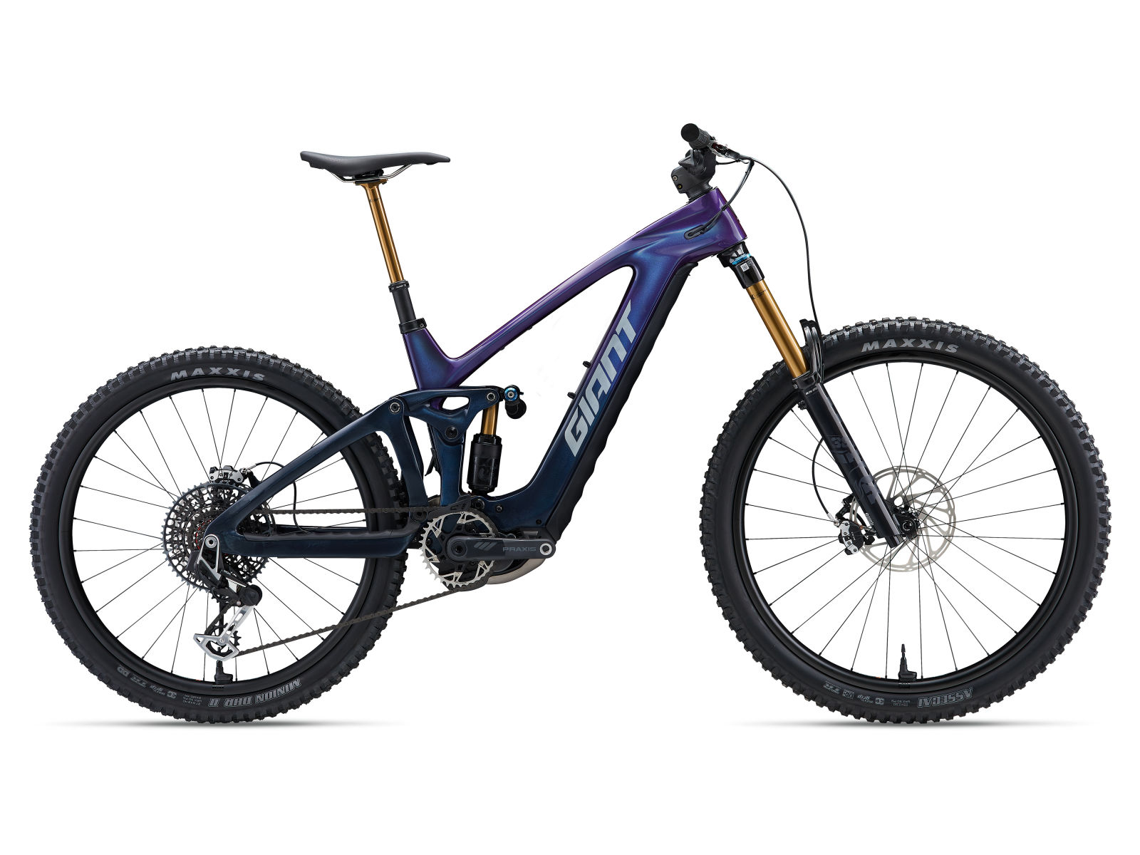 Giant Reign Advanced E+ 0 e-bike, side profile on white background