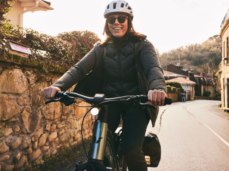 Woman smiling on ebike