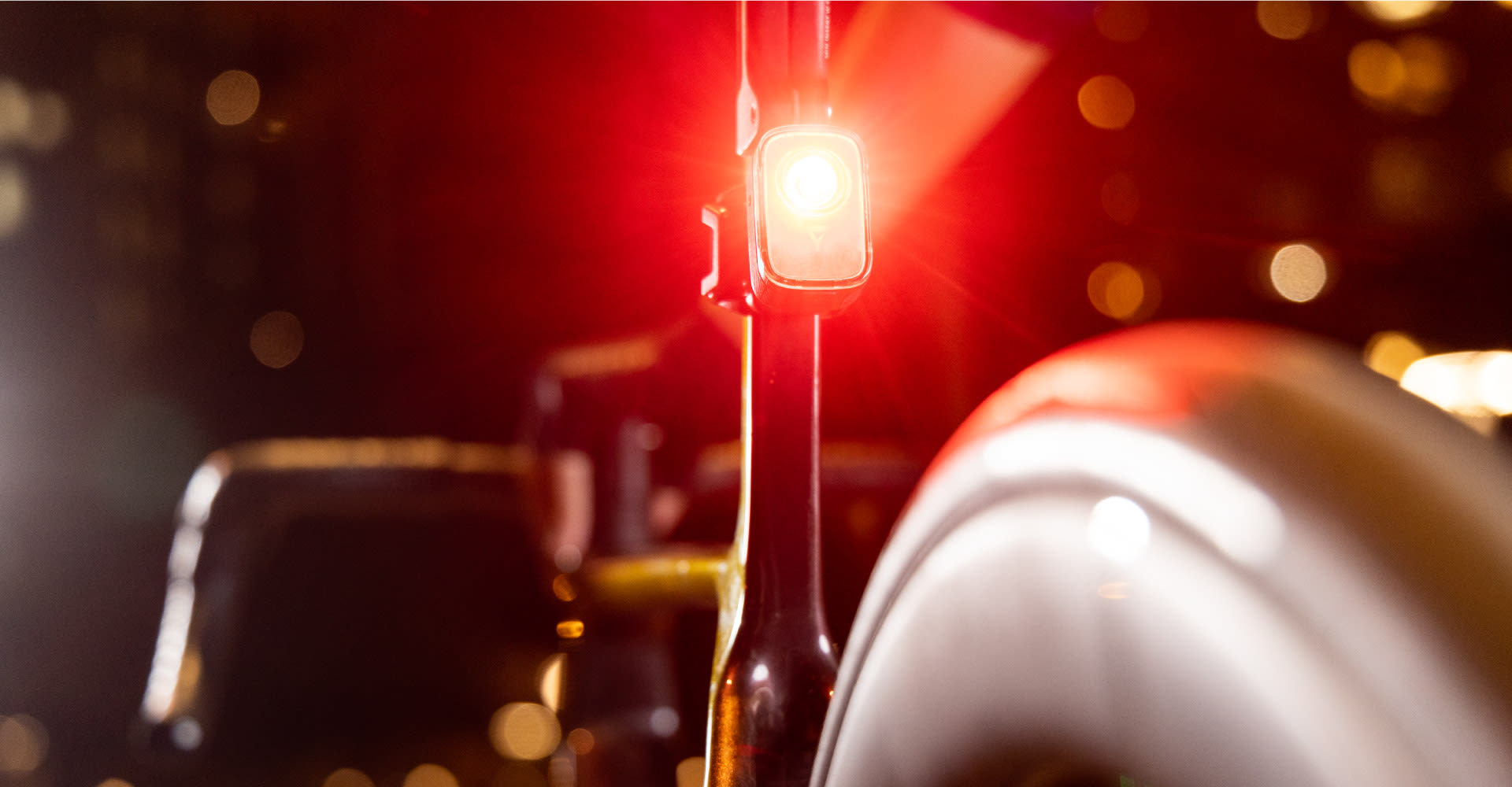 closeup of tail light on road bike