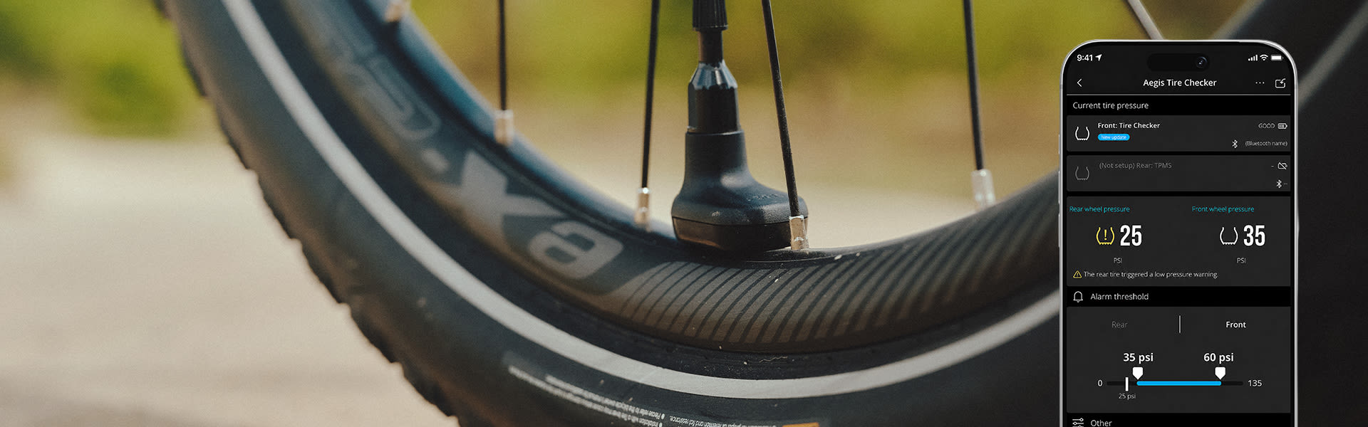 Aegis tire checker on the screen of a phone