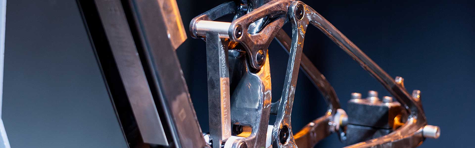 detail of rear triangle on e-mtb