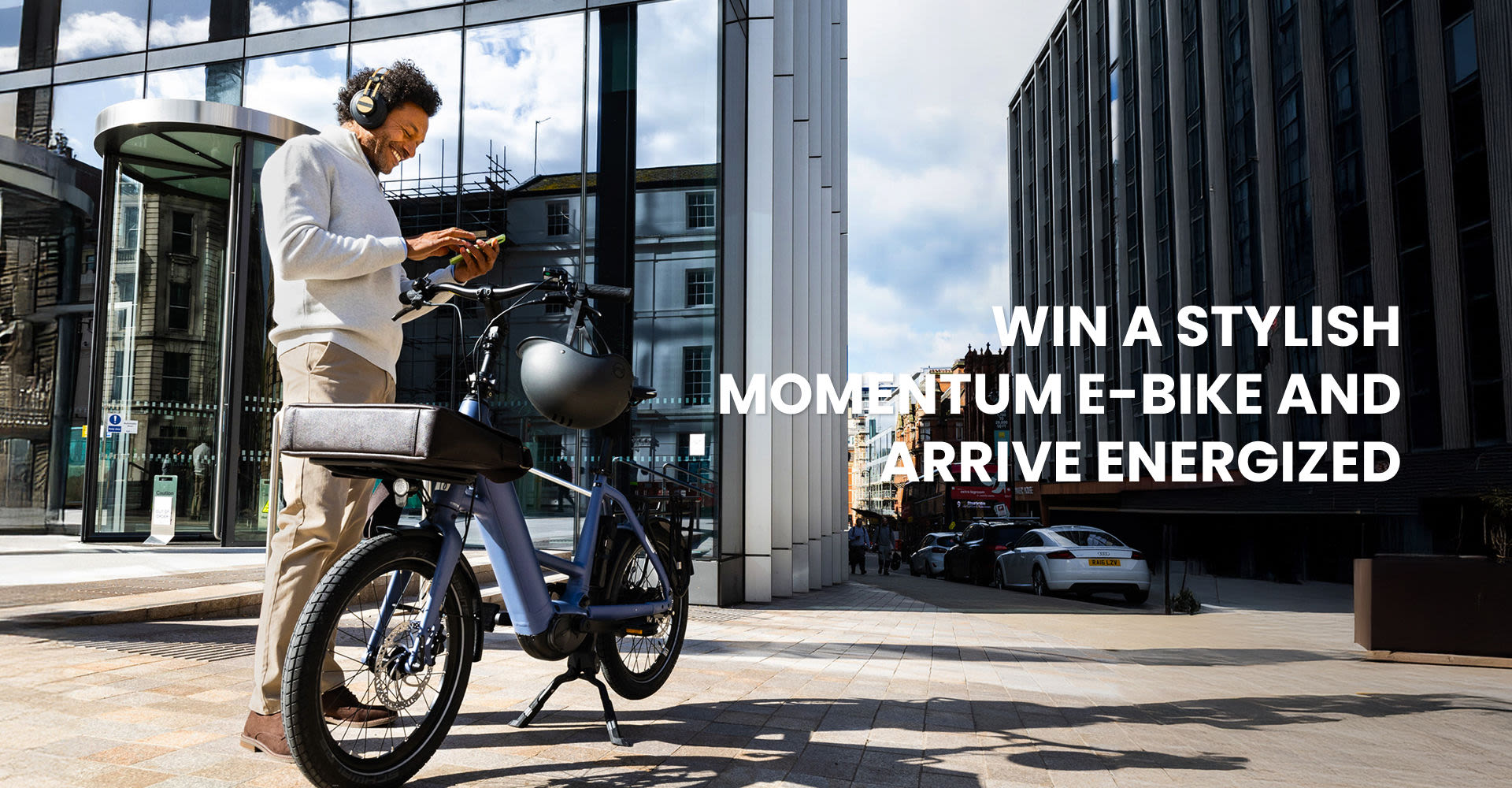 commuting to work by a stylish e-bike 