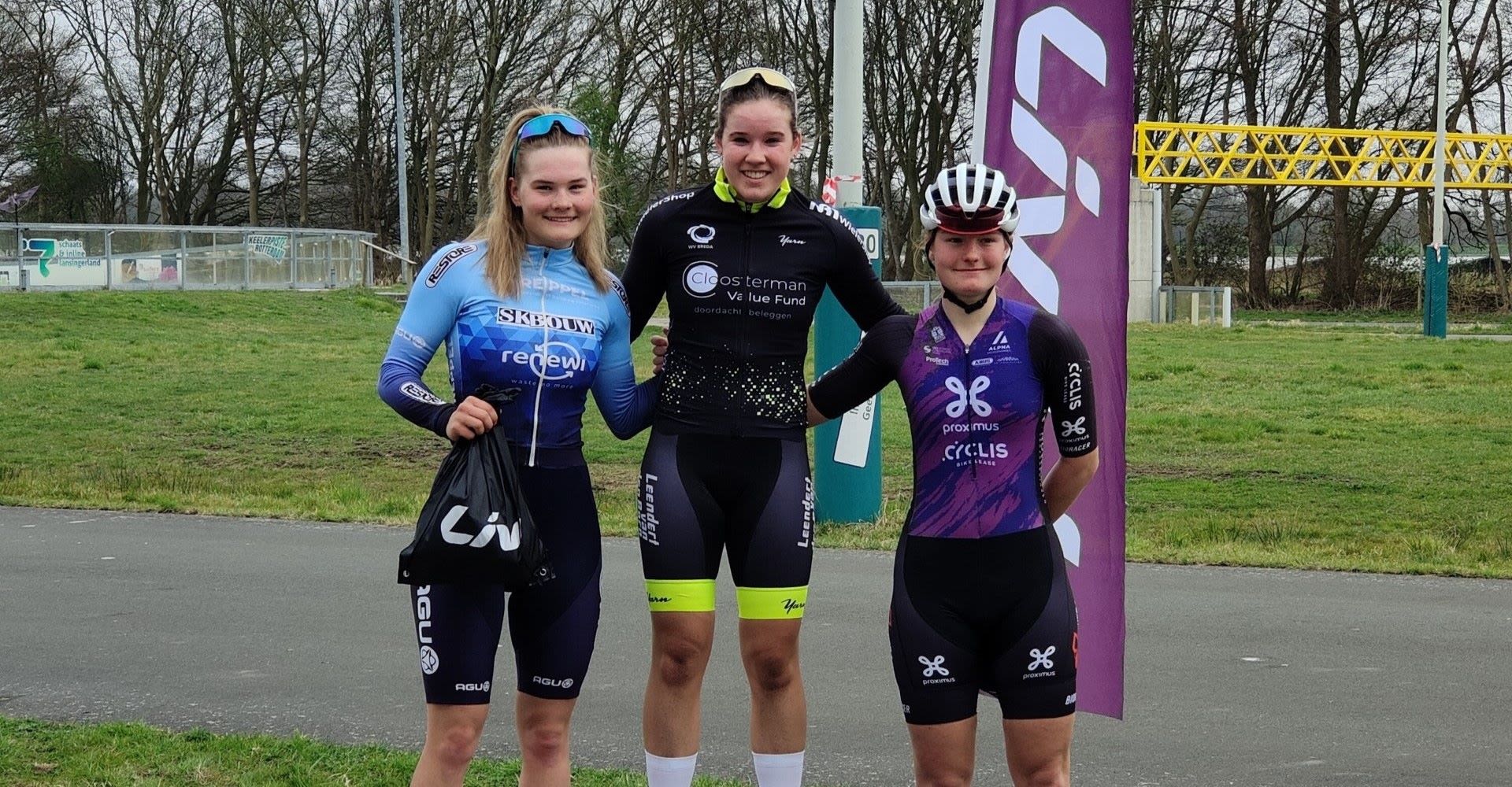 Het podium van de eerste wedstrijd in Rotterdam