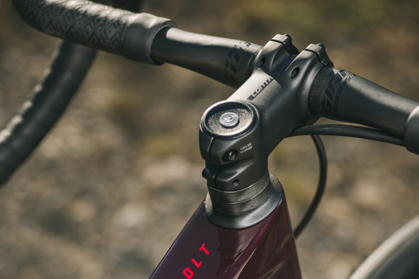 Bottle cages and other accessories can be mounted on the fork for longer adventures. Cargo capacity has been increased so that riders can now carry up to six bottles: two on the down tube, two on the fork, and one each on the top tube and seat tube. Cameron Baird photo. 