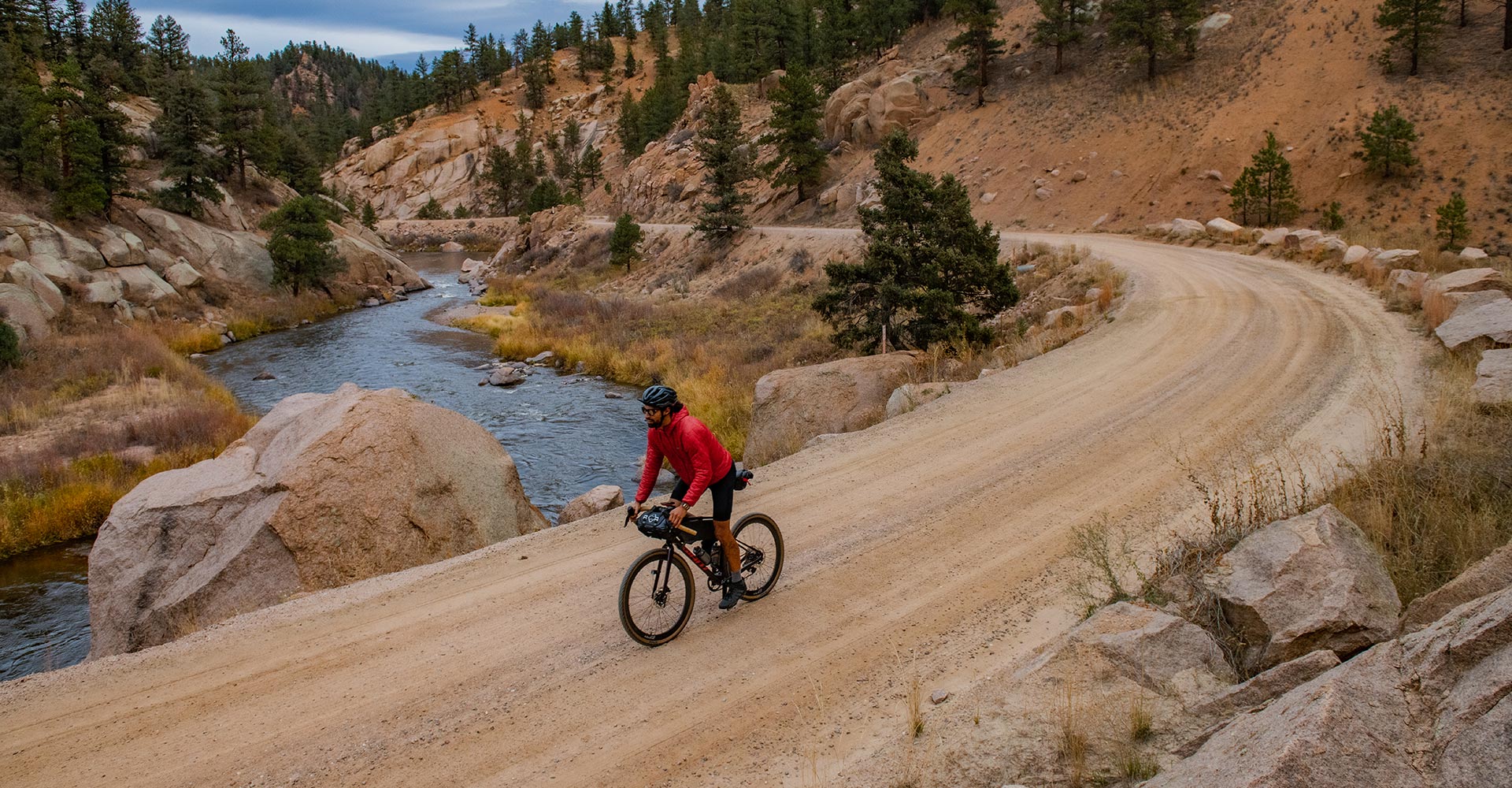 Gravel cyclists riding on a dirt road