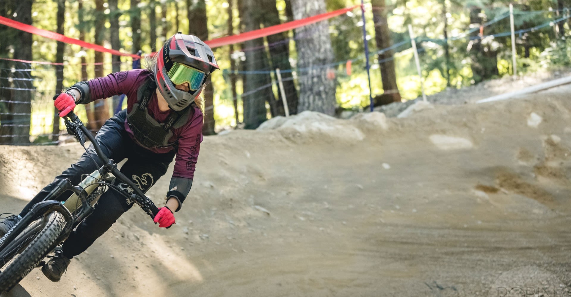 Woman mountain biking