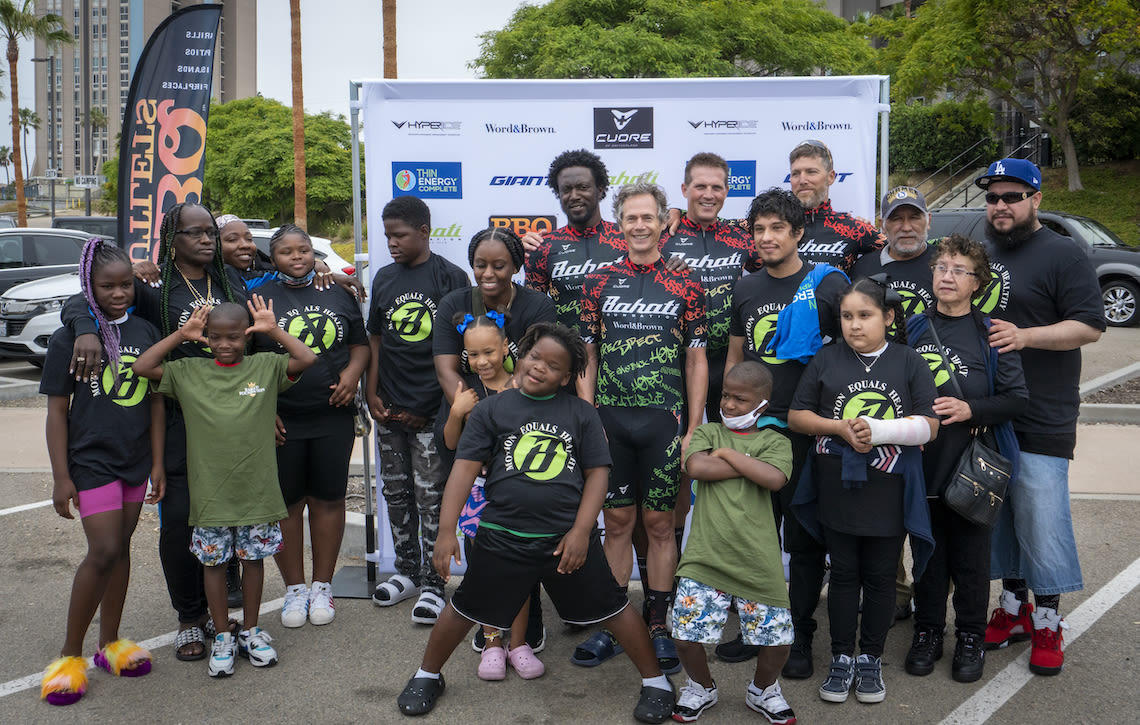 Team Thin Energy riders met up with the families and kids they were riding for at the start of the 2021 Race Across America.