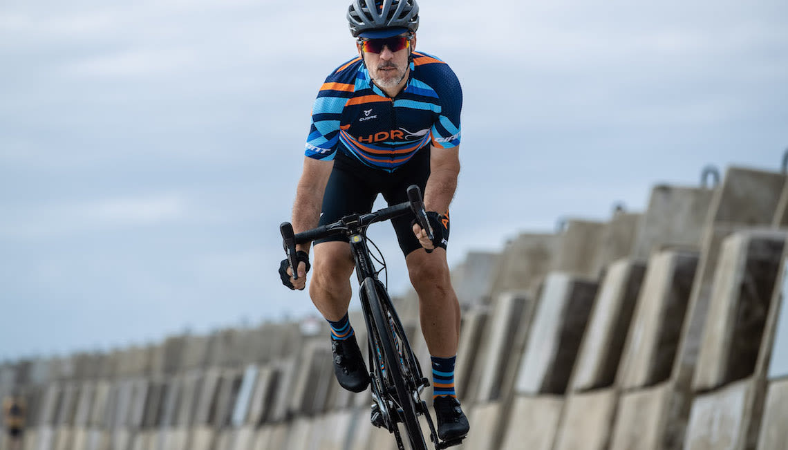 Giant ambassador Tim Searle, leader of the Aussie Hump Day Ride series on Zwift, riding in Australia